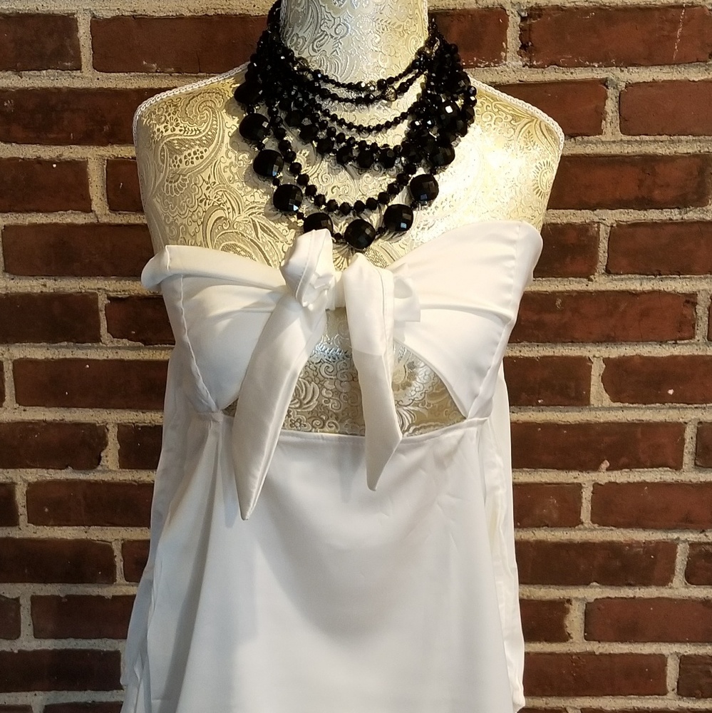 Off Shoulder White Satin shirt